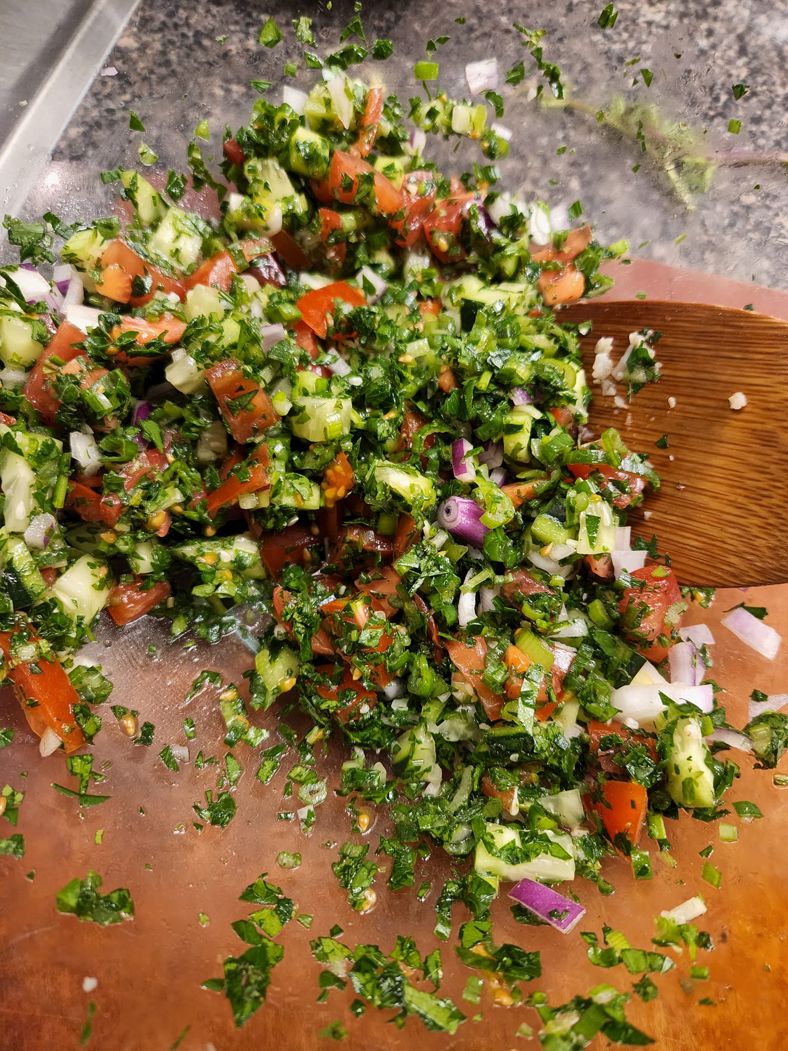 Cauliflower tabouleh prep