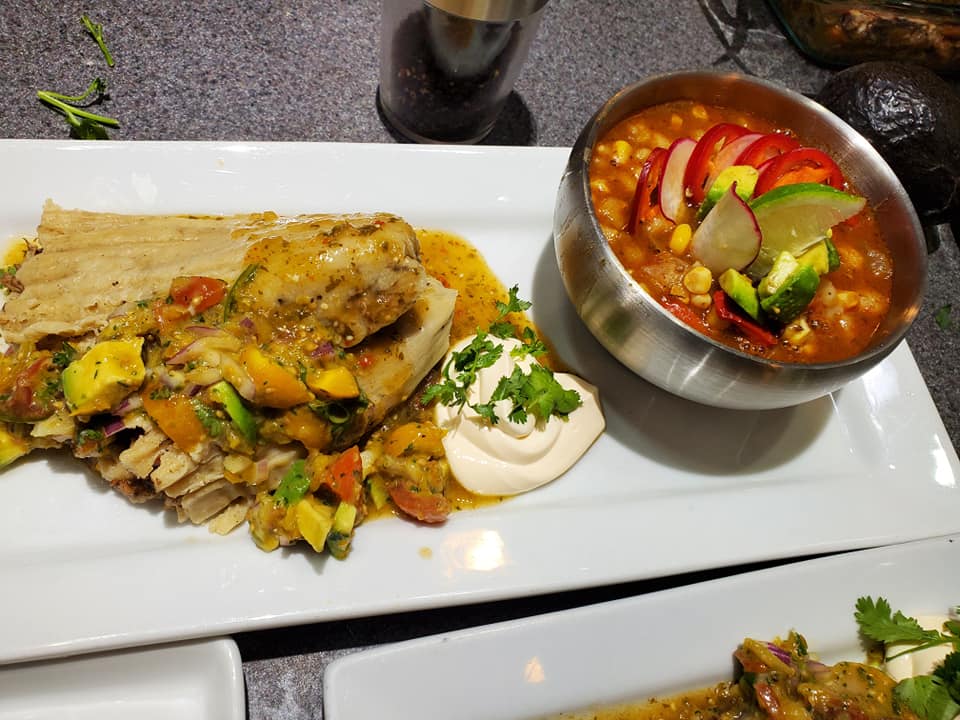 Jerk Chicken Tamales + Shrimp Pozole
